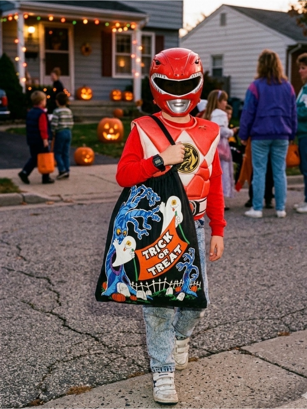 Vintage Cranston Print Works Trick or Treat Glow-in-the-Dark Candy Bag 90s Haunt